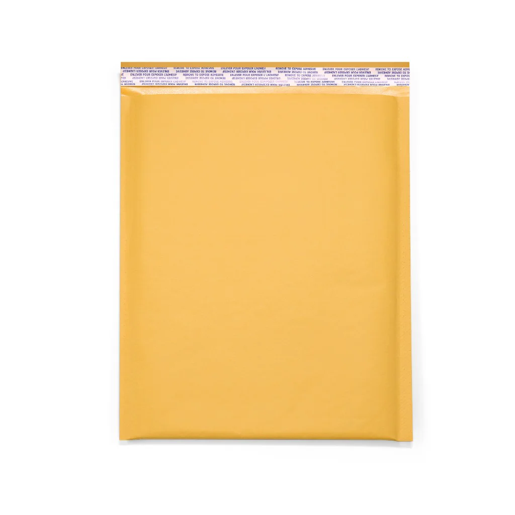 Closed gold kraft bubble mailer